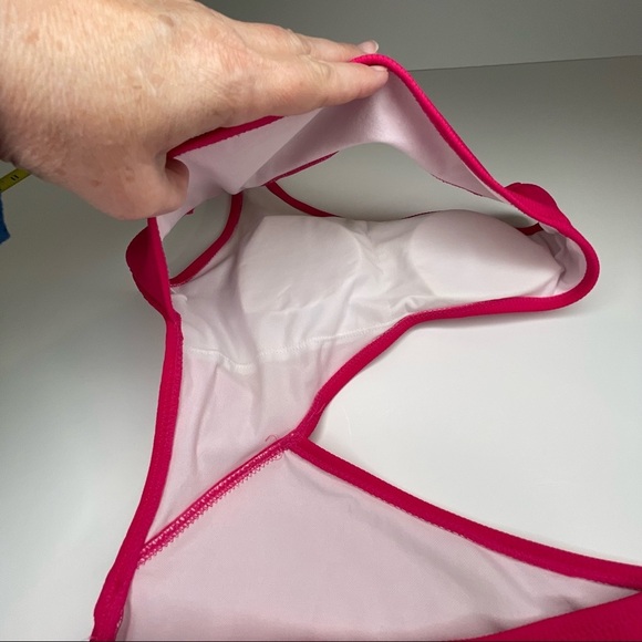 Shade & Shore One Shoulder Cut Out Ribbed One Piece Swim Pink S - Picture 4 of 14